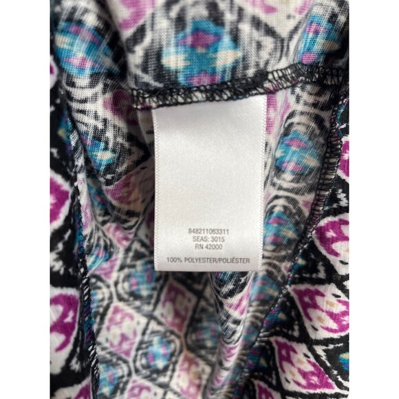 Jaclyn Smith Flutter Sleeve Geometric Top Purple Black White Small - Picture 4 of 7